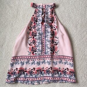 Blue Rain Pink and Blue Floral Top